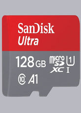 SanDisk 128GB Ultra microSDXC card + SD adapter up to 100 MB/s with A1 App Performance UHS-I Class 10 U1